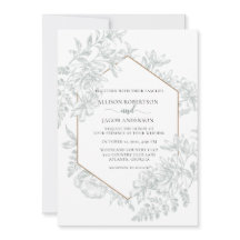 Vit och mjuk Grönt Geometrisk Blommigt Bröllop