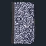 Vit och Mörk, blå Vintage Paisley Mönster Galaxy S4 Plånbok<br><div class="desc">Elegant,  vitt paisley mönster över mörk,  marinblå färg kan du ändra.</div>