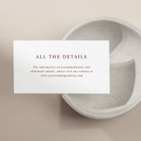 Vit och Mörk röd Elegant | Uppgifter om Bröllop