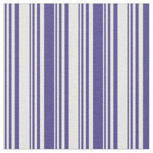 Vit och Mörk Slate Blue Färgad Rand Tyg