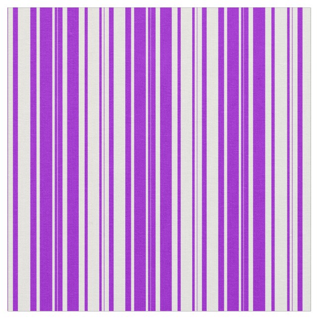 Vit och Mörk Violet LINN/Stripe Mönster Tyg (Närbild)
