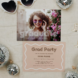 Vit och Neutralt Disco Text och Photo Grad Party Meddelande