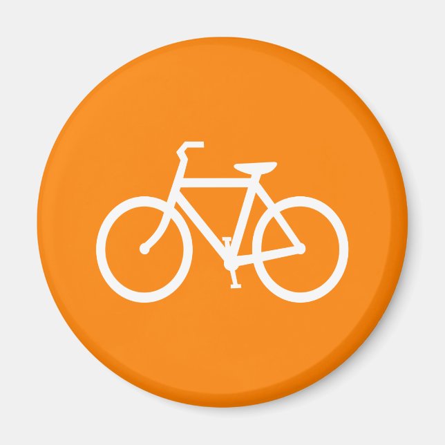 Vit och Orange Bike Magnet (Framsidan)