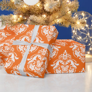 Vit- och Orange-Blommigt - skadad aktivitetspapper Presentpapper