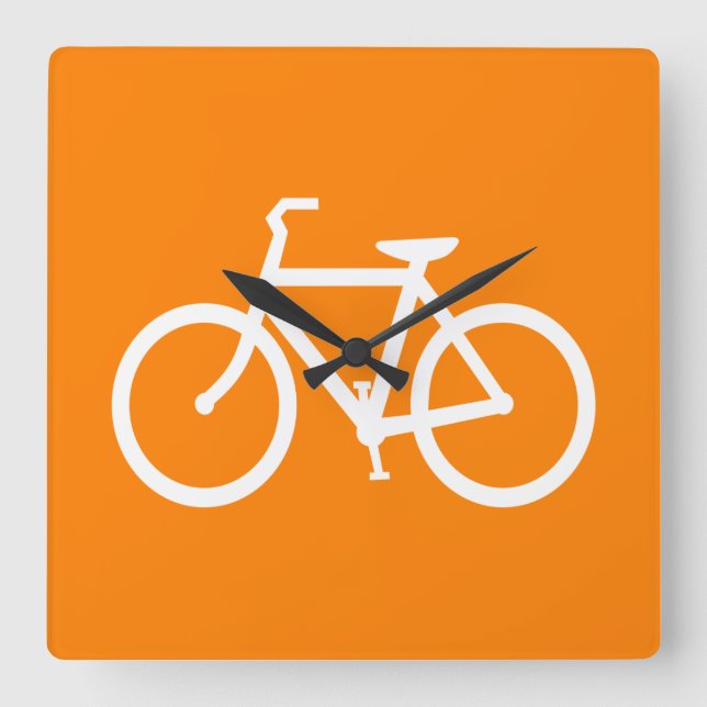 Vit och orange cykel fyrkantig klocka (Framsida)