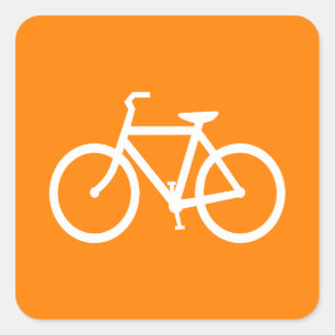 Vit och orange cykel fyrkantigt klistermärke