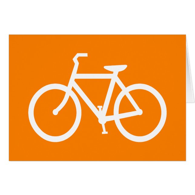 Vit och orange cykel hälsningskort (Framsidan Horizontal)
