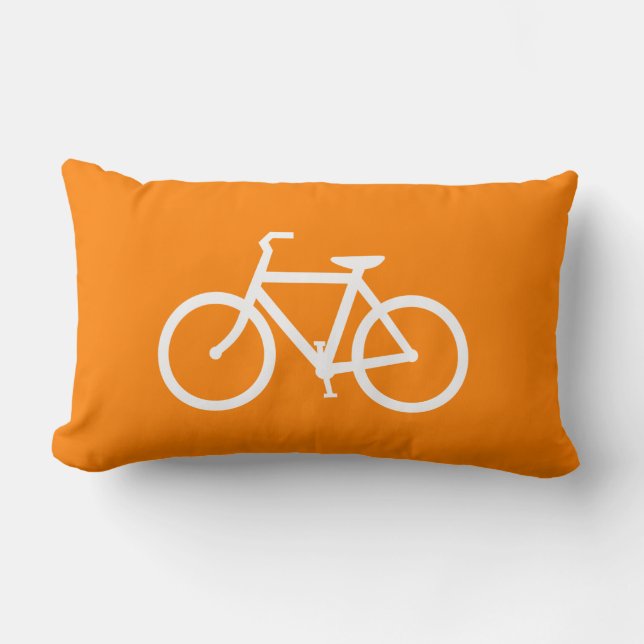 Vit och orange cykel lumbarkudde (Framsida)
