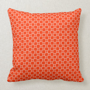 Vit och Orange Geometric Seamless Mönster Kudde