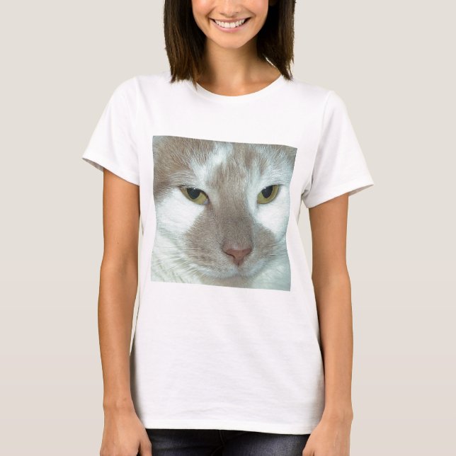 Vit och Orange Tabby Tee Shirt (Framsida)