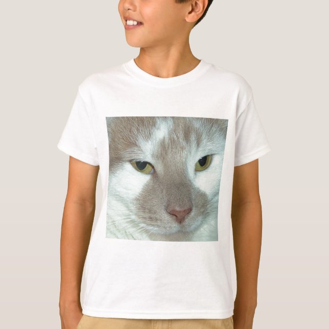 Vit och Orange Tabby Tee Shirt (Framsida)