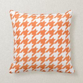 Vit- och orangeHoundstooth mönster Kudde