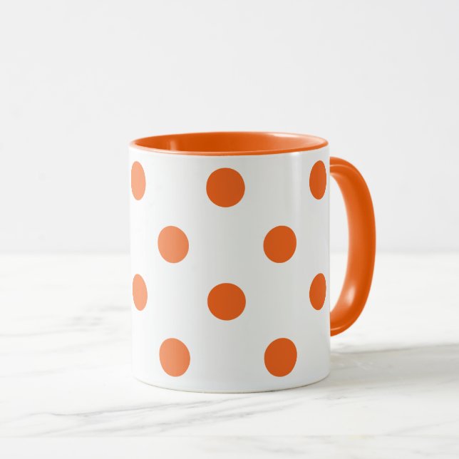 Vit- och orangepolkaen pricker mugg (Framsida höger)