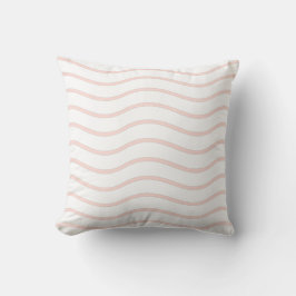 Vit och pastellrosa vågig linjedesign kudde