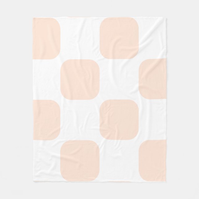 Vit och persikofärgad pastell Squircle-mönsterdesi Fleecefilt (Framsidan)