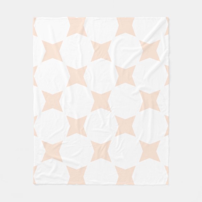 Vit och persikofärgad pastell stjärnmönsterdesign fleecefilt (Framsidan)