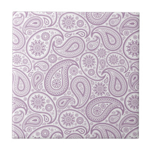 Vit och plommon Lila Vintage Paisley Kakelplatta