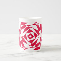 Vit och röd Abstrakt Illusion Bone China Mugg