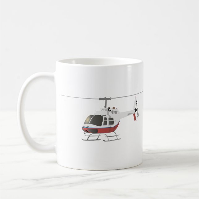 Vit och röd helikopter kaffemugg (Vänster)