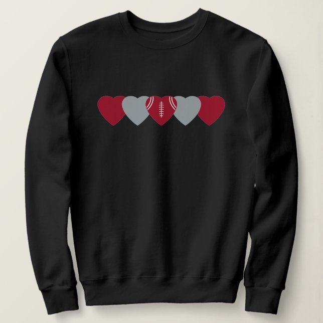 Vit och röd hjärta fotboll mörk t shirt (Design framsida)