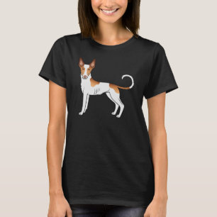 Vit och röd Ibizan Hound slät päls tecknad hund T Shirt