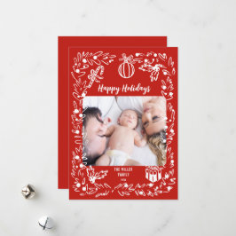 Vit och röd jul Fotokort fantasifull Julkort