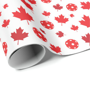 Vit och röd kanadensisk pickleball mönster Wrappin Presentpapper