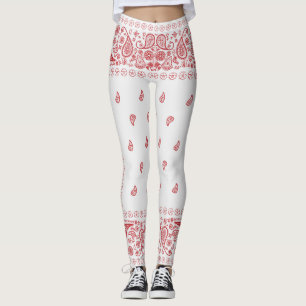 Vit och röd Paisley-design  Leggings