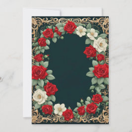 Vit och Röd ros Anpassningsbar Bröllop Inbjudningar
