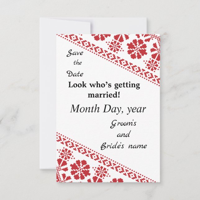 Vit och Röd Tatreez Onsdag. Spara/datumet Annonser Spara Datumet (Framsida)