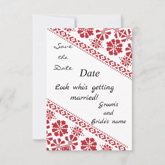 Vit och Röd Tatreez Onsdag. Spara/datumet Annonser Spara Datumet (Framsida)