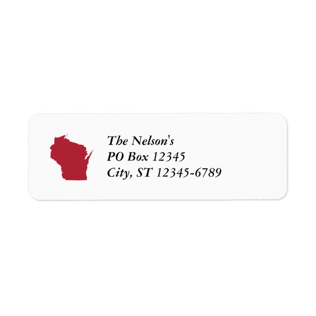 Vit och röd Wisconsin Returadress Etikett (Framsidan)