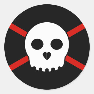 Vit och röd X-SKULL-etikett Runt Klistermärke