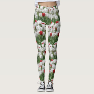 Vit och röda tulpan leggings