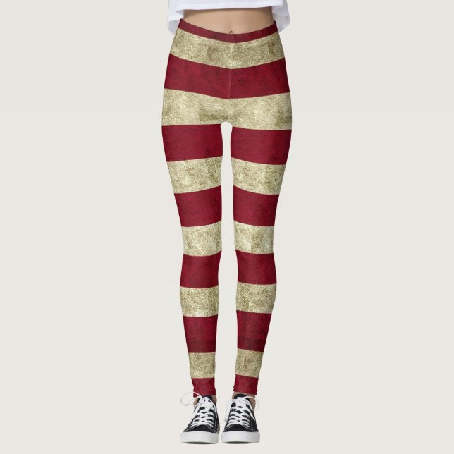 Vit och rödrandiga leggings (Framsida)