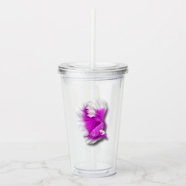 Vit och Rosa Betta Fish Take Away Mugg (Framsida)
