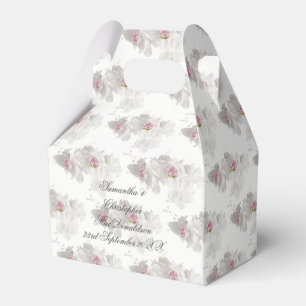 Vit och rosa blommigt bröllop bouquet presentaskar