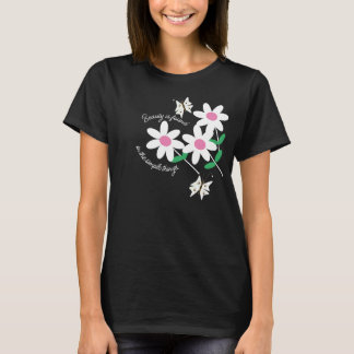 Vit och Rosa Blommigt-fjärilsoffert T Shirt