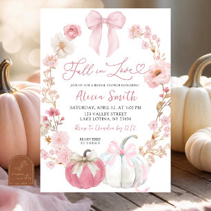 Vit och Rosa Bow Coquette Pumpkin Blommigt Möhippa Inbjudningar