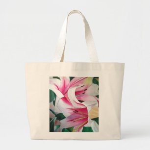 Vit- och Rosa daglig blomsterfärgskonst Jumbo Tygkasse