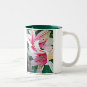 Vit och Rosa daglig limpa konsblomma Två-Tonad Mugg