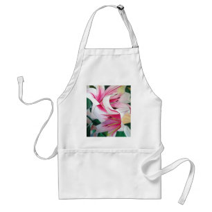 Vit och rosa daglilj blom vattenfärg konst förkläde
