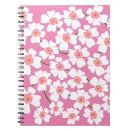 Vit och Rosa Fantasy Flower Power Anteckningsbok