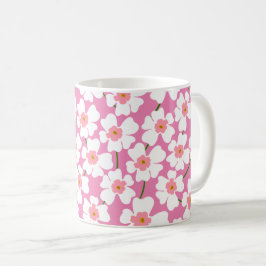 Vit och Rosa Fantasy Flower Power Kaffemugg
