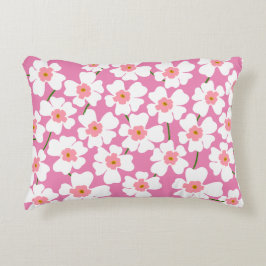 Vit och Rosa Fantasy Flower Power Prydnadskudde