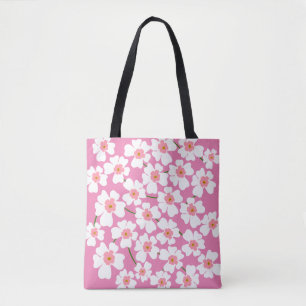 Vit och Rosa Fantasy Flower Power Tygkasse