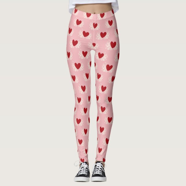 Vit- och rosa-färgbilder leggings (Framsida)
