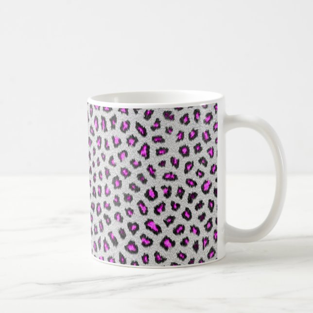 Vit och rosa leopardskinn kaffemugg (Höger)
