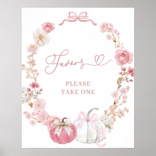 Vit och rosa liten pumpa förmånsposter poster (Framsidan)