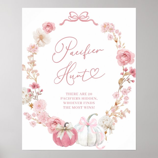 Vit och rosa liten pumpa nappjakt affisch (Framsidan)